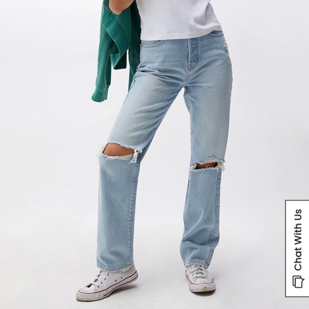 PacSun Light Blue Ripped Straight Leg Jeans